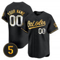 Custom Baltimore Orioles Robinson Patch Vapor Premier Limited Jersey ¨C All Stitched-Black Gold HeidiMiller