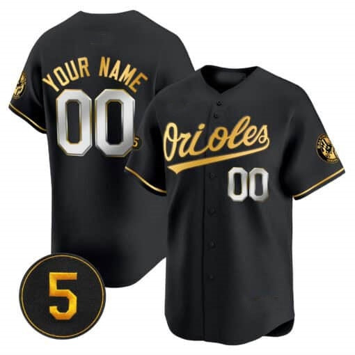 Custom Baltimore Orioles Robinson Patch Vapor Premier Limited Jersey ¨C All Stitched-Black Gold HeidiMiller