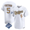 Los Angeles Dodgers #5 Freddie Freeman Player White HeidiMiller Gold World Series Meet Collection Limited Home Stitched Jerseys