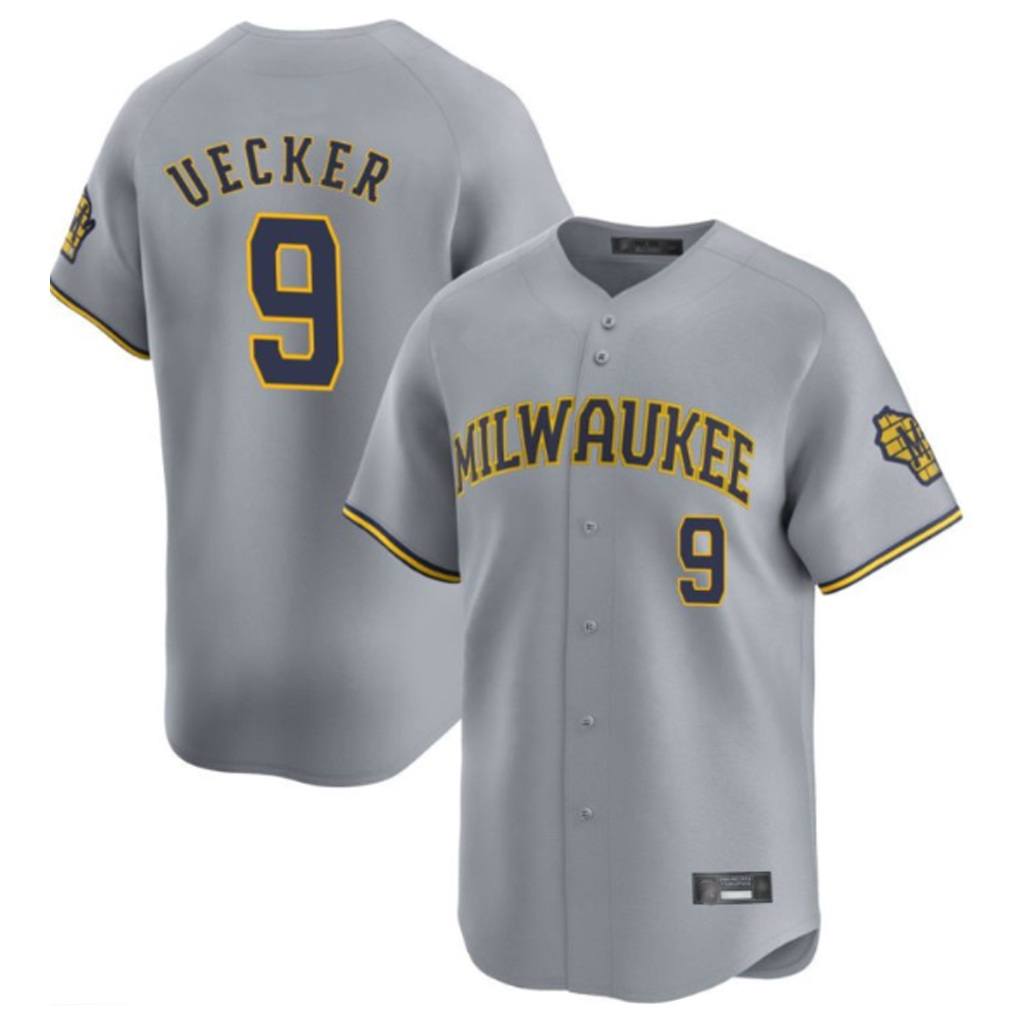 Milwaukee Brewers #9 Bob Uecker Player Gray HeidiMiller Home Limited Stitched Jerseys