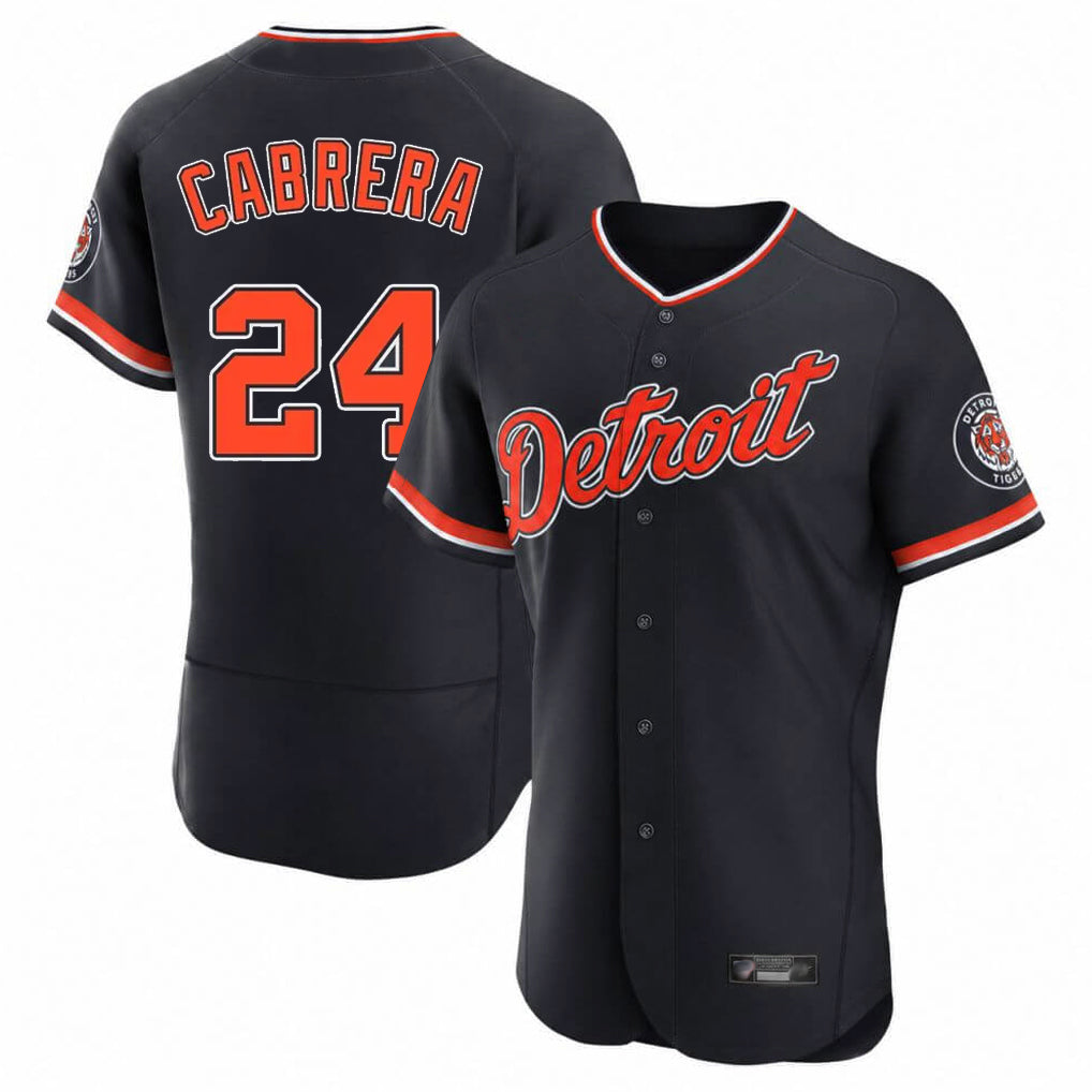 Detroit Tigers #24 Miguel Cabrera Player Navy HeidiMiller Limited Elite Home Game Stitched Jerseys