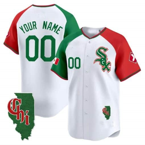 Custom Chicago White Sox Mexico Vapor Premier Limited Jersey ¨C Illinois Patch ¨C All Stitched-White HeidiMiller
