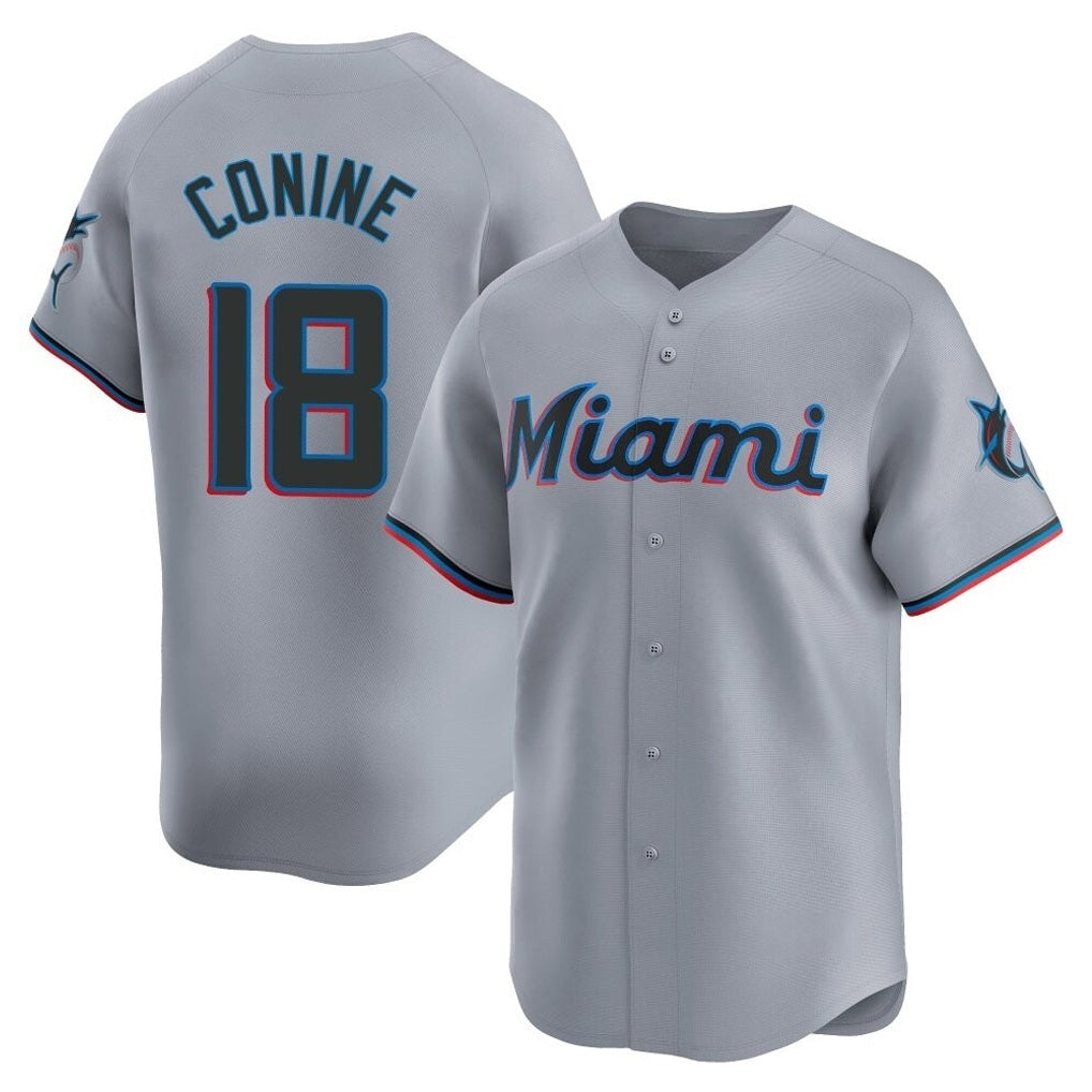 Miami Marlins #18 Griffin Conine Player Gray HeidiMiller Home Limited Stitched Jerseys