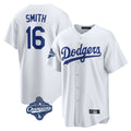Los Angeles Dodgers #16 Will Smith Player White HeidiMiller World Series Meet Game Home Stitched Jerseys