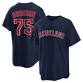 Cleveland Guardians #75 Connor Brogdon Player Navy HeidiMiller Game Home Stitched Jerseys
