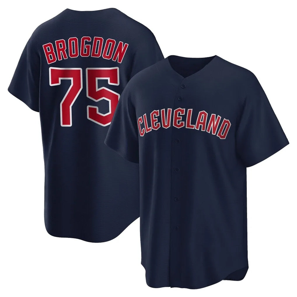 Cleveland Guardians #75 Connor Brogdon Player Navy HeidiMiller Game Home Stitched Jerseys