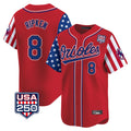 Baltimore Orioles #8 Cal Ripken Player Red HeidiMiller USA 250 Independence Day Vapor Premier Limited Home Game Stitched Jerseys