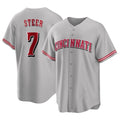 Cincinnati Reds #7 Spencer Steer Player Gray HeidiMiller Home Game Stitched Jerseys