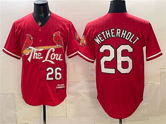 St. Louis Cardinals #26 JJ Wetherholt Red HeidiMiller 2024 City Connect Stitched Jersey