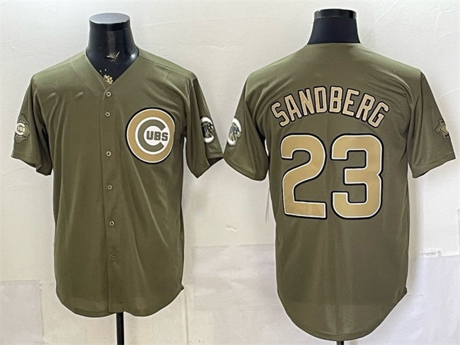 Chicago Cubs #23 Ryne Sandberg Olive HeidiMiller 2026 Armed Forces Day Stitched Jersey