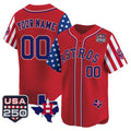 Custom Houston Astros America 250 Edition Vapor Premier Limited Red HeidiMiller Stitched Jerseys
