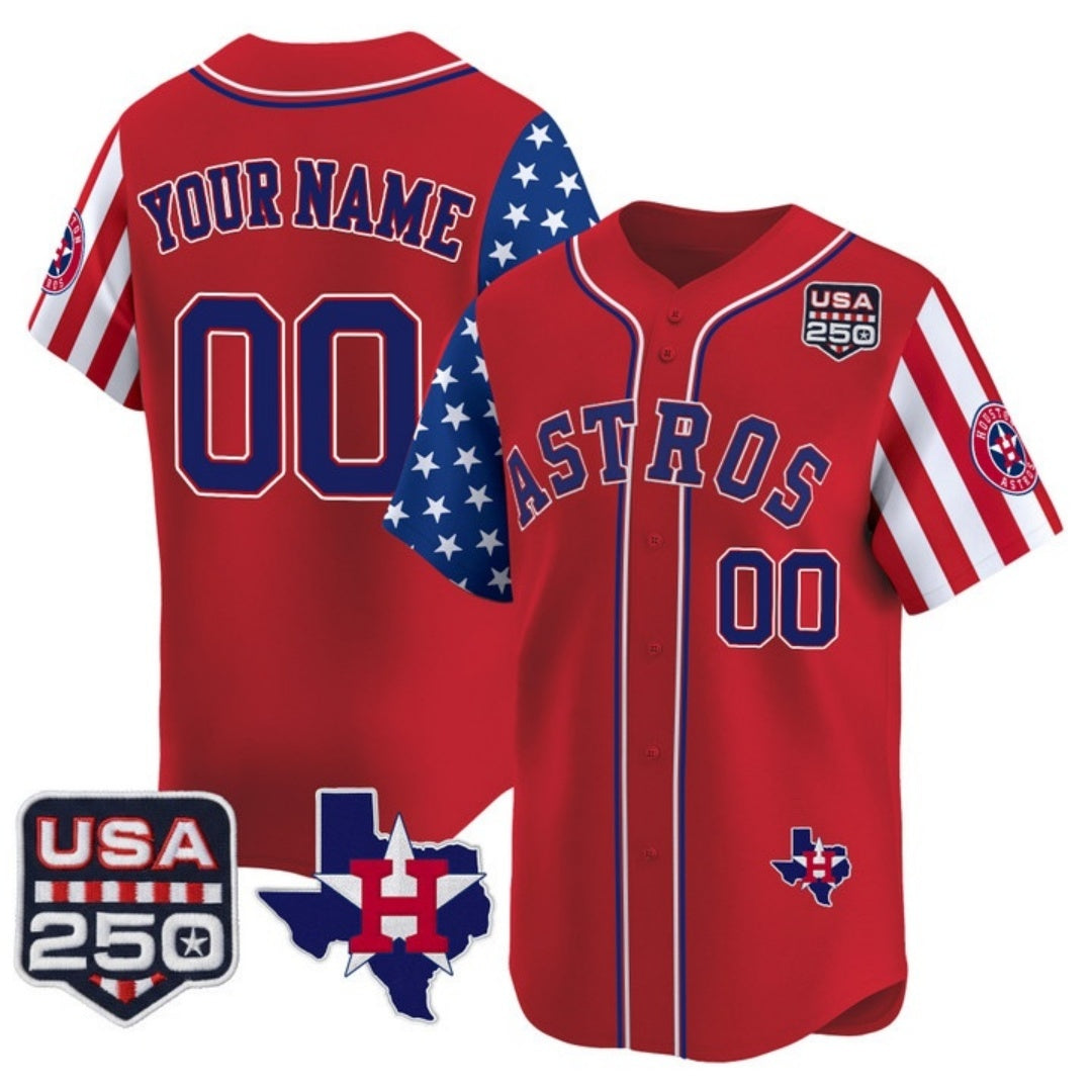 Custom Houston Astros America 250 Edition Vapor Premier Limited Red HeidiMiller Stitched Jerseys