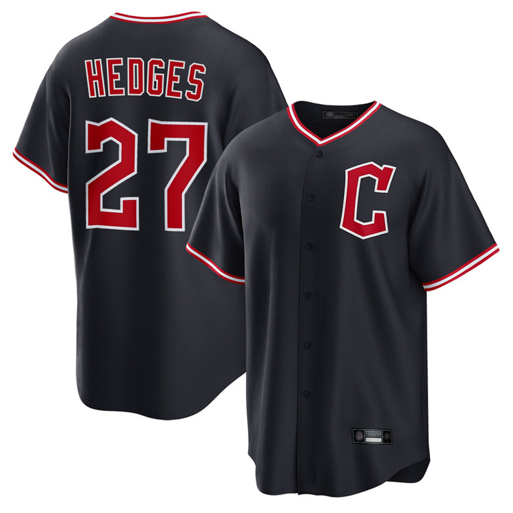 Cleveland Guardians #27 Austin Hedges Player Navy HeidiMiller Game Home Stitched Jerseys