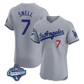 Los Angeles Dodgers #7 Blake Snell Player Gray HeidiMiller World Series Meet Limited Elite Home Stitched Jerseys