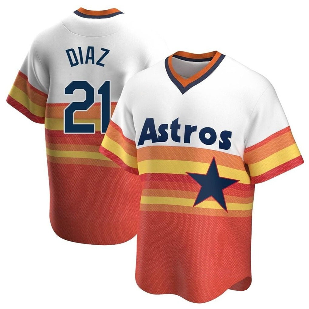 Houston Astros #21 Yainer Diaz Player Rainbow Cooperstown Collection HeidiMiller T-shirt Stitched Jerseys