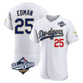 Los Angeles Dodgers #25 Tommy Edman Player Gold White HeidiMiller World Series 2026 Collection Stadium Limited Elite Stitched Jerseys