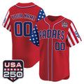 Custom San Diego Padres America 250 Edition Vapor Premier Limited Red HeidiMiller Stitched Jerseys