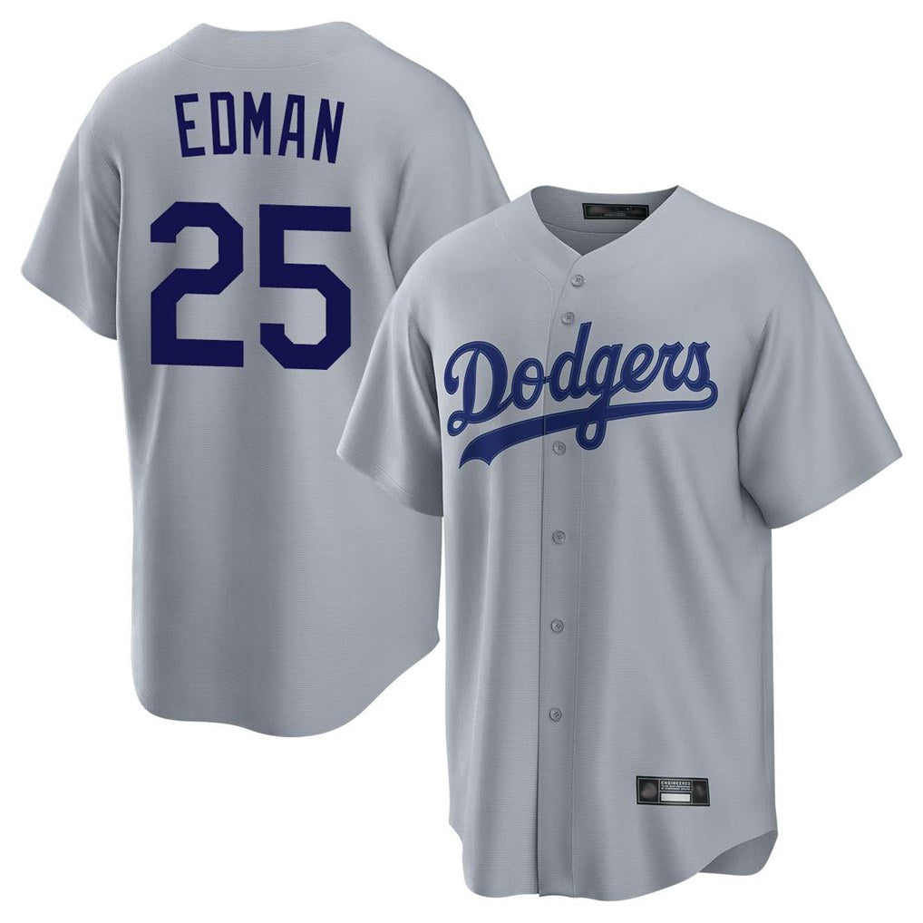 Los Angeles Dodgers #25 Tommy Edman Player Gray HeidiMiller Game Stitched Jerseys