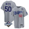 Los Angeles Dodgers #50 Mookie Betts Player Gray HeidiMiller World Series Game Home Stitched Jerseys