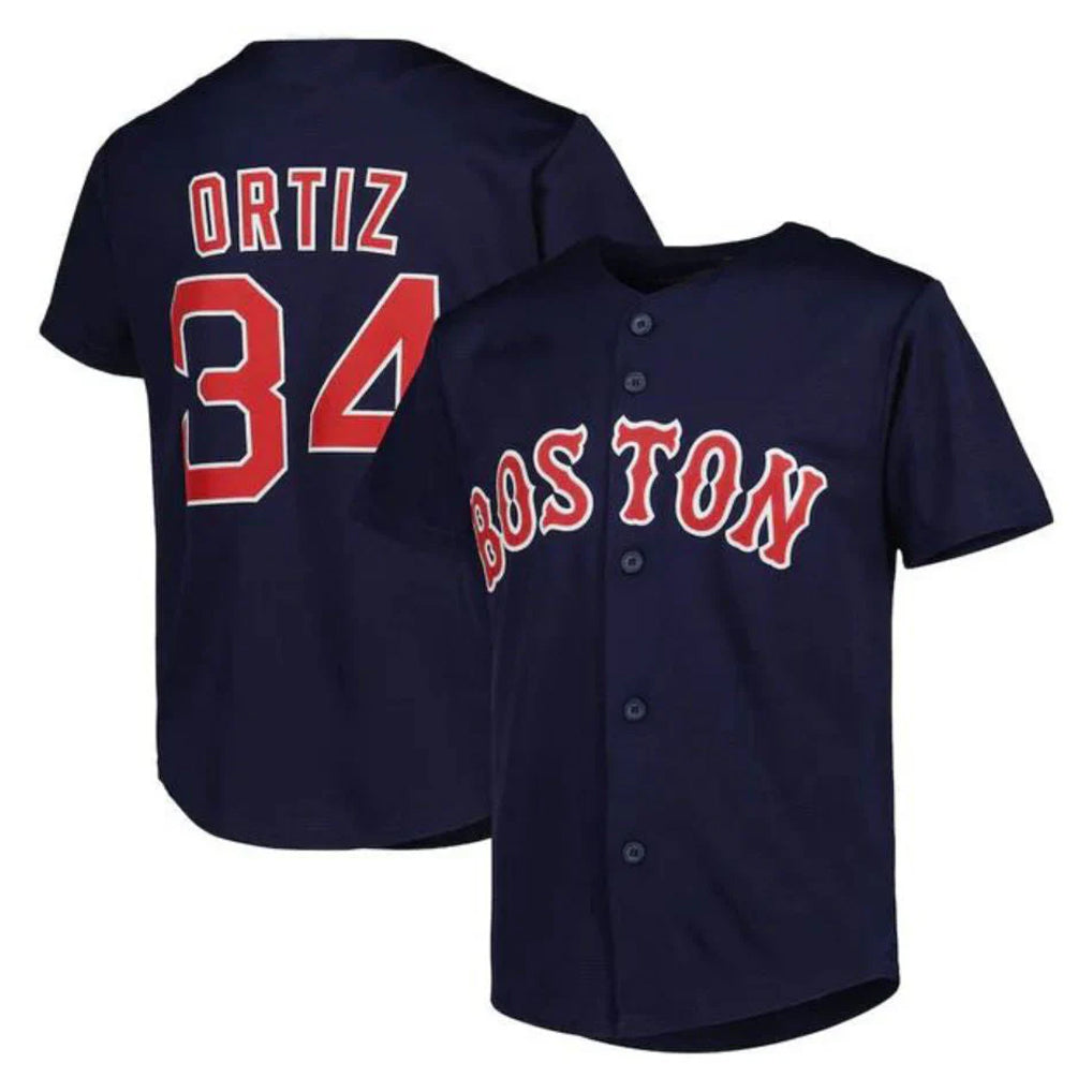 Boston Red Sox #34 David Ortiz Player Navy HeidiMiller Mitchell & Ness Cooperstown Collection Mesh Home Stitched Jerseys