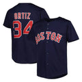 Boston Red Sox #34 David Ortiz Player Navy HeidiMiller Mitchell & Ness Cooperstown Collection Mesh Home Stitched Jerseys