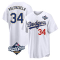 Los Angeles Dodgers #34 Fernando Valenzuela Player Gold White HeidiMiller World Series 2026 Collection Stadium Limited Stitched Jerseys
