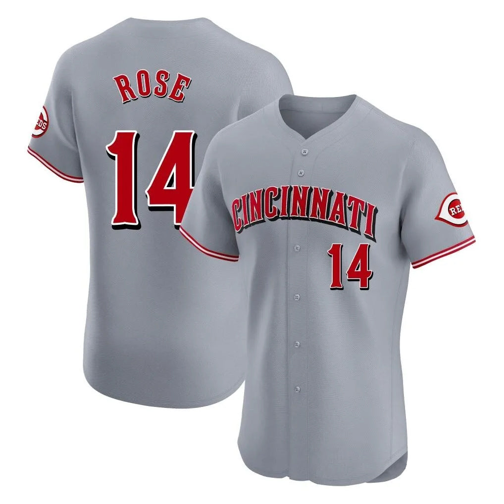 Cincinnati Reds #14 Pete Rose Player Gray HeidiMiller Limited Elite Home Stitched Jerseys