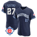 Chicago Cubs #27 Seiya Suzuki Player Navy HeidiMiller City Connect 150th Anniversary Limited Elite Home Stitched Jerseys