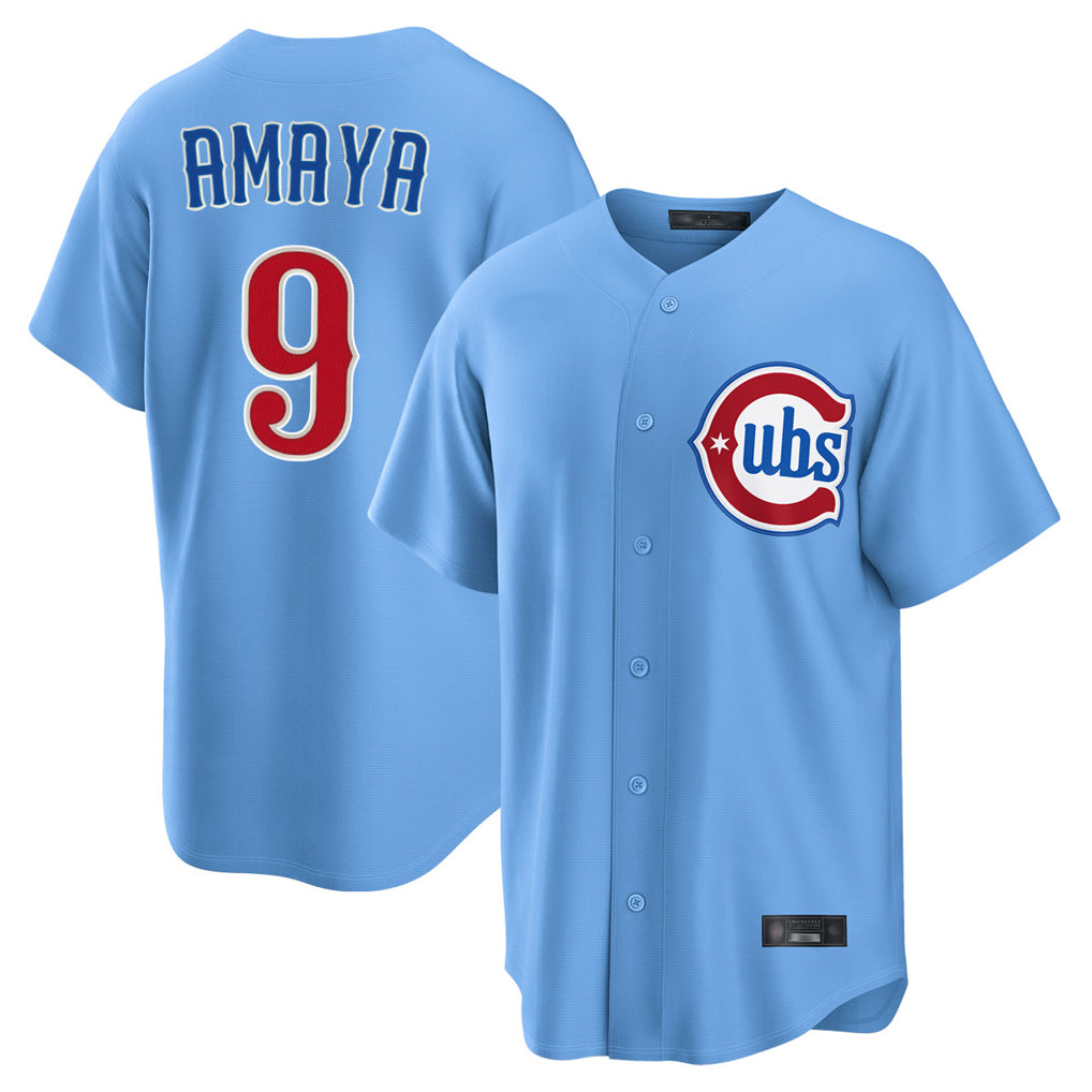 Chicago Cubs #9 Miguel Amaya Player Light Blue HeidiMiller Home Game Stitched Jerseys