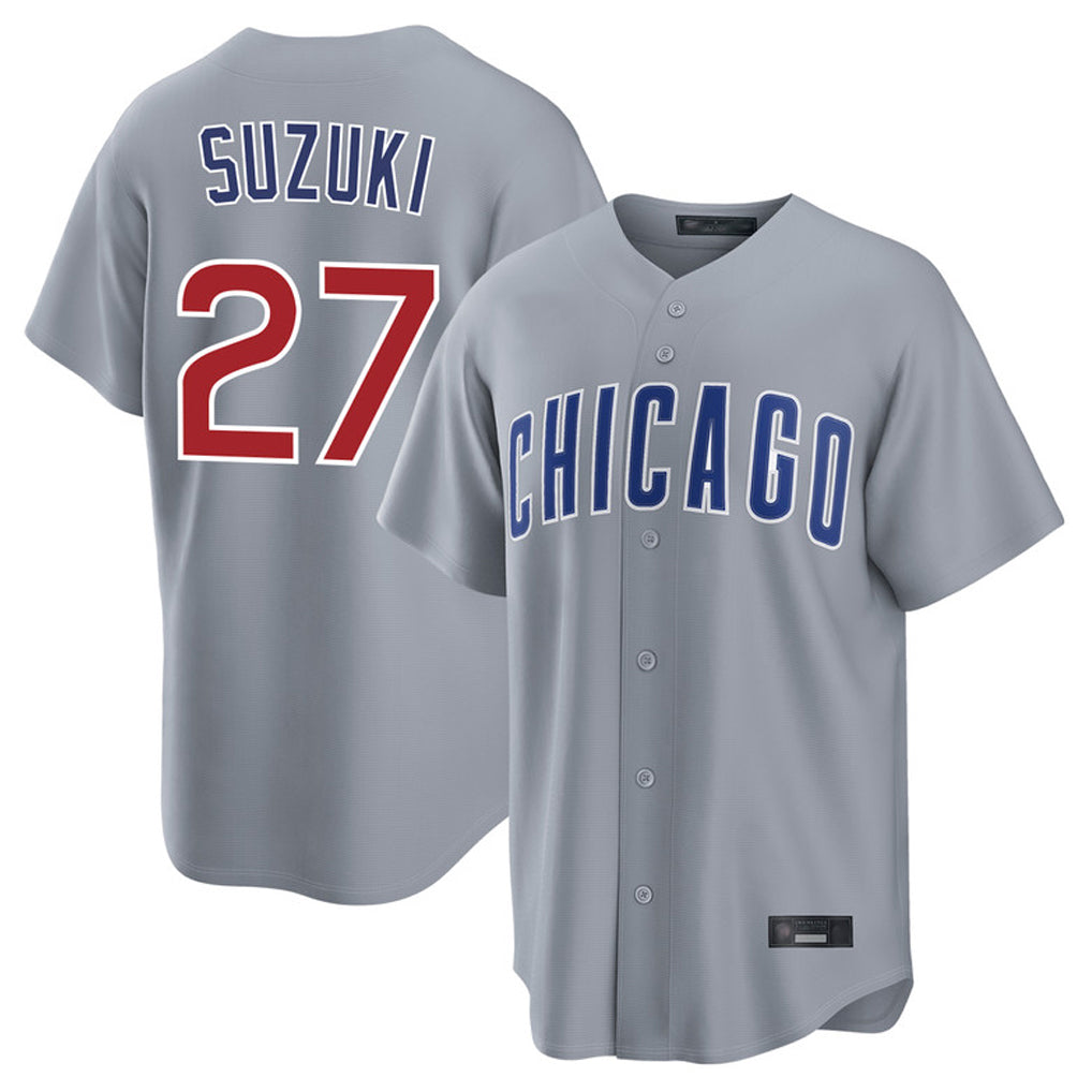 Chicago Cubs #27 Seiya Suzuki Player Gray HeidiMiller Home Game Stitched Jerseys