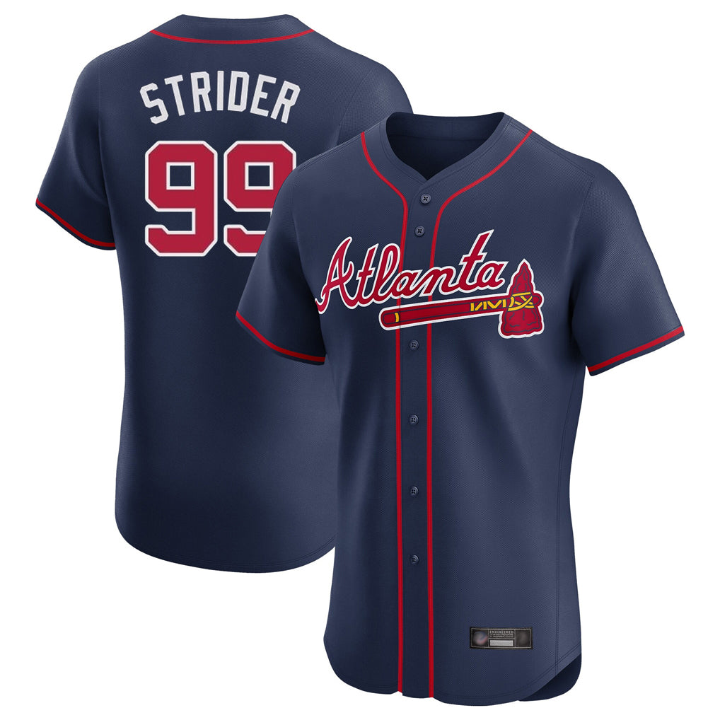 Atlanta Braves #99 Spencer Strider Player Navy HeidiMiller Limited Elite Home Game Stitched Jerseys