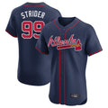 Atlanta Braves #99 Spencer Strider Player Navy HeidiMiller Limited Elite Home Game Stitched Jerseys