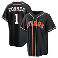 Houston Astros #1 Carlos Correa Player Black HeidiMiller Fashion Out Home Game Stitched Jerseys