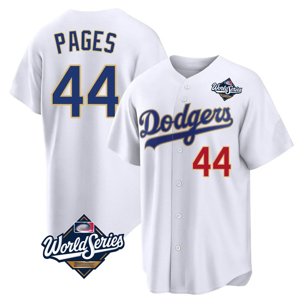 Los Angeles Dodgers #44 Andy Pages Player Gold White HeidiMiller World Series 2026 Collection Stadium Limited Stitched Jerseys