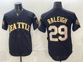 Seattle Mariners #29 Cal Raleigh Black Gold HeidiMiller 50th Anniversary & AL West Division Champions Patch Vapor Limited Stitched ersey