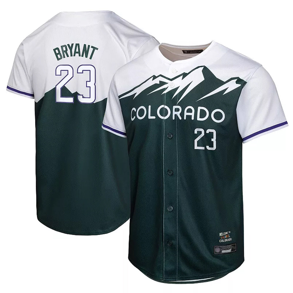 Colorado Rockies #23 Kris Bryant Player Green HeidiMiller City Connect Limited Home Game Stitched Jerseys
