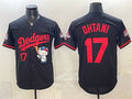 Los Angeles Dodgers #17 Shohei Ohtani Black HeidiMiller Hello Kitty Night 2025 World Series Champions Patch Stitched Jersey