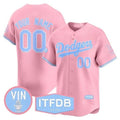Custom Los Angeles Dodgers Vin ITFDB Patch Bubblegum Pink Vapor Premier Limited Jersey ¨C All Stitched-Pink HeidiMiller