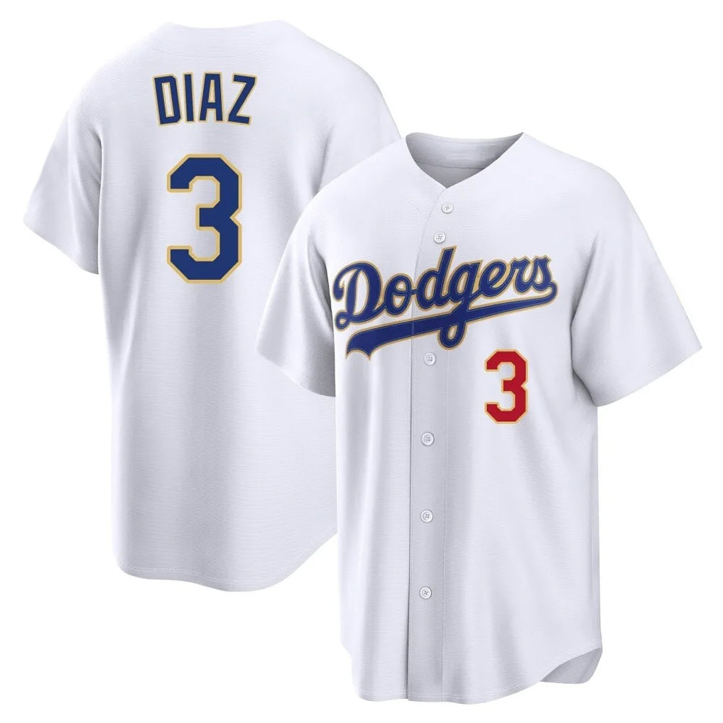Los Angeles Dodgers #3 Edwin D¨ªaz Player Gold White HeidiMiller 2026 Collection Stadium Limited Stitched Jerseys