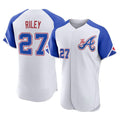 Atlanta Braves #27 Austin Riley Player White HeidiMiller City Connect Limited Elite Home Game Stitched Jerseys