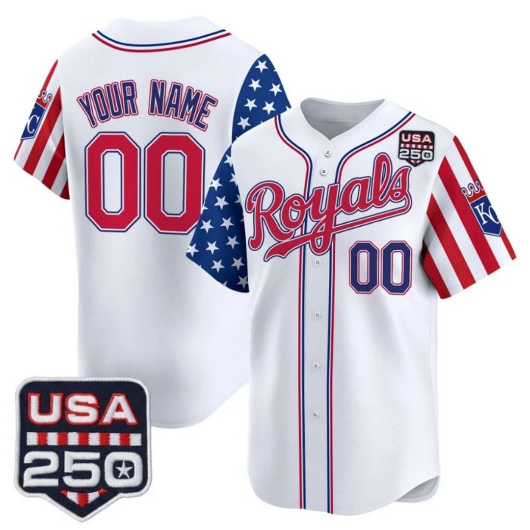 Custom Kansas City Royals America 250 Edition Vapor Premier Limited White HeidiMiller Stitched Jerseys