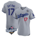 Los Angeles Dodgers #17 Shohei Ohtani Player Gray HeidiMiller World Series Limited Elite Home Stitched Jerseys