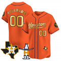 Custom Houston Astros Houston Rodeo Patch Vapor Premier Limited Jersey ¨C Orange HeidiMiller