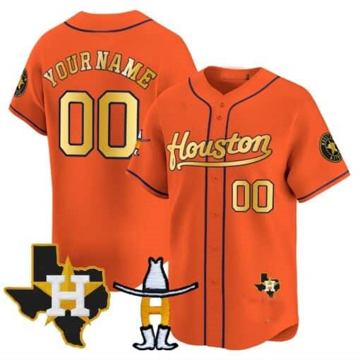 Custom Houston Astros Houston Rodeo Patch Vapor Premier Limited Jersey ¨C Orange HeidiMiller