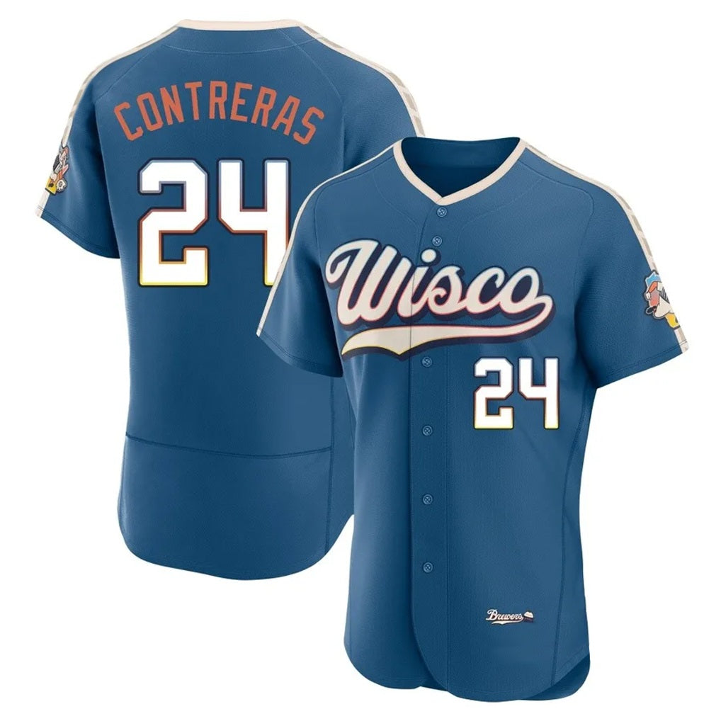 Milwaukee Brewers #24 William Contreras Player Blue HeidiMiller 2026 City Connect Home Limited Elite Stitched Jerseys