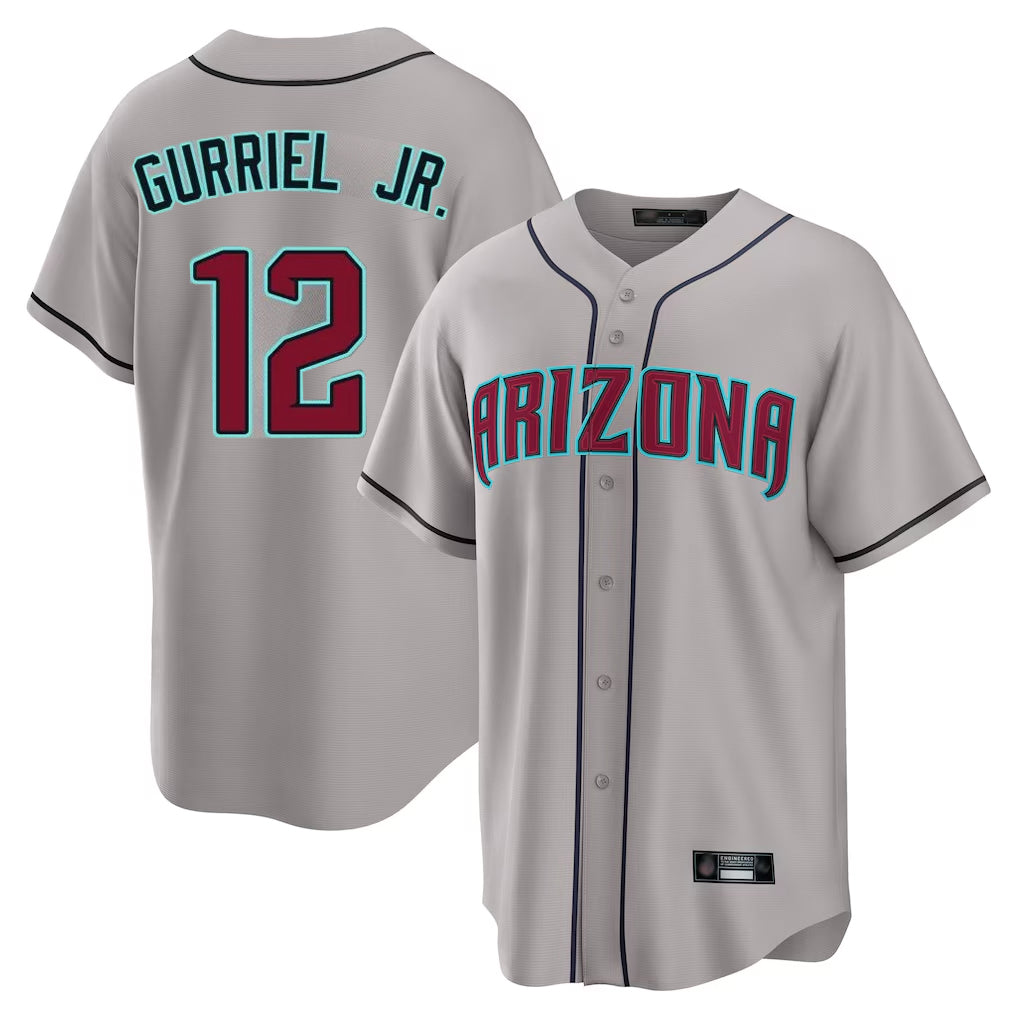 Arizona Diamondbacks #12 Lourdes Gurriel Jr Player Gray HeidiMiller Road Home Game Stitched Jerseys