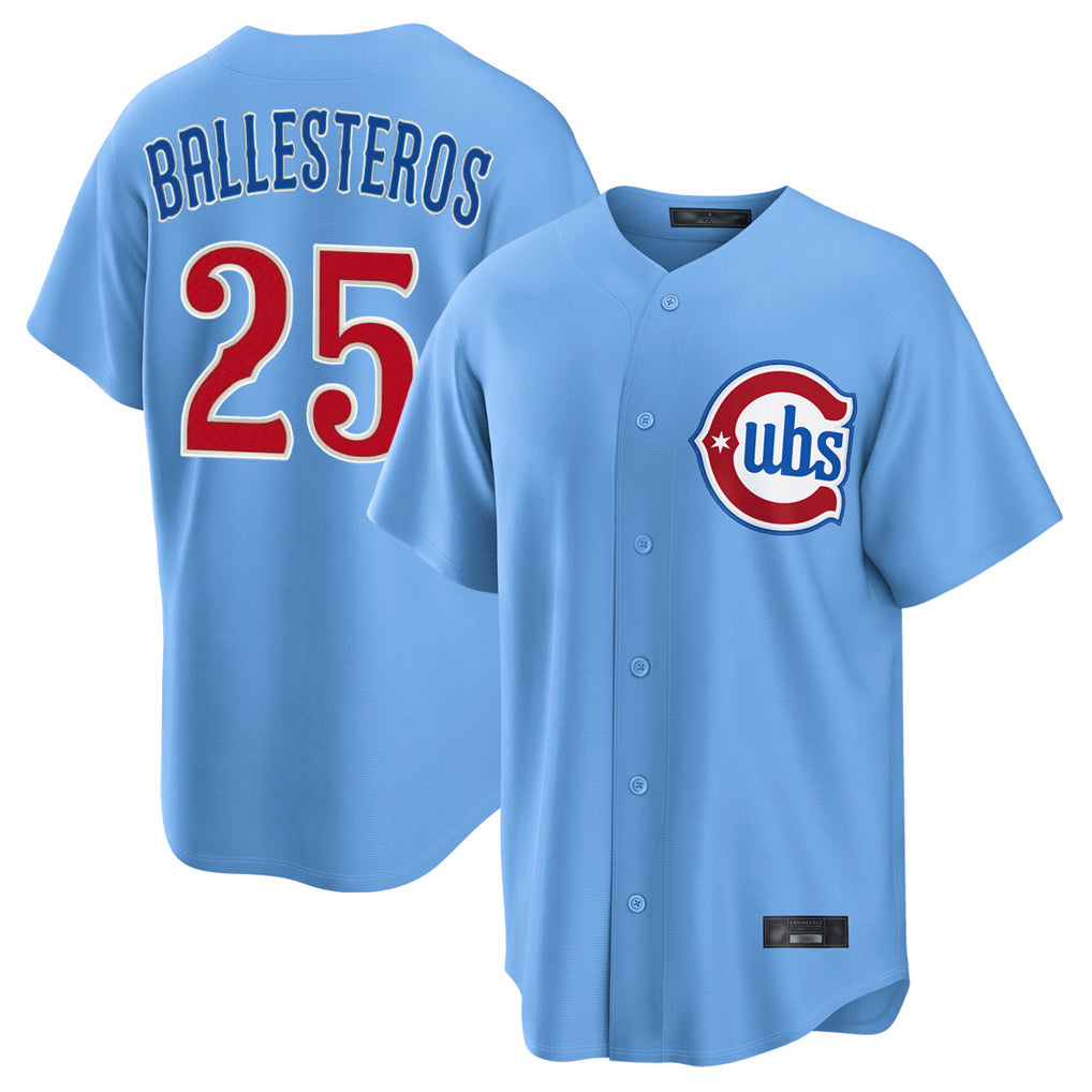 Chicago Cubs #25 Moises Ballesteros Player Light Blue HeidiMiller Home Game Stitched Jerseys