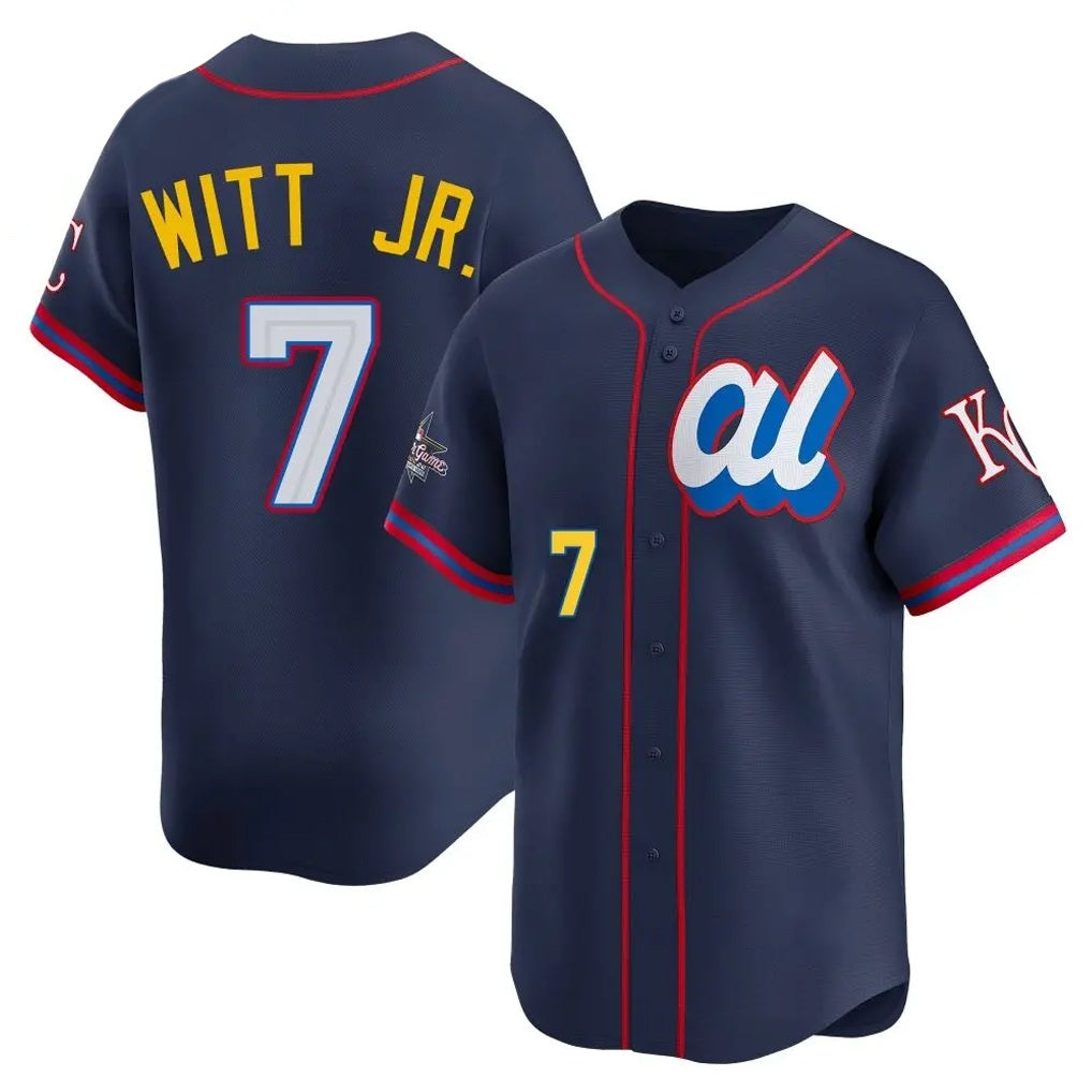 Kansas City Royals #7 Bobby Witt Jr. Player Navy HeidiMiller Limited American League All-Star Edition Stitched Jerseys