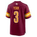 W.Commanders #3 Cade York Burgundy HeidiMiller Game Jersey