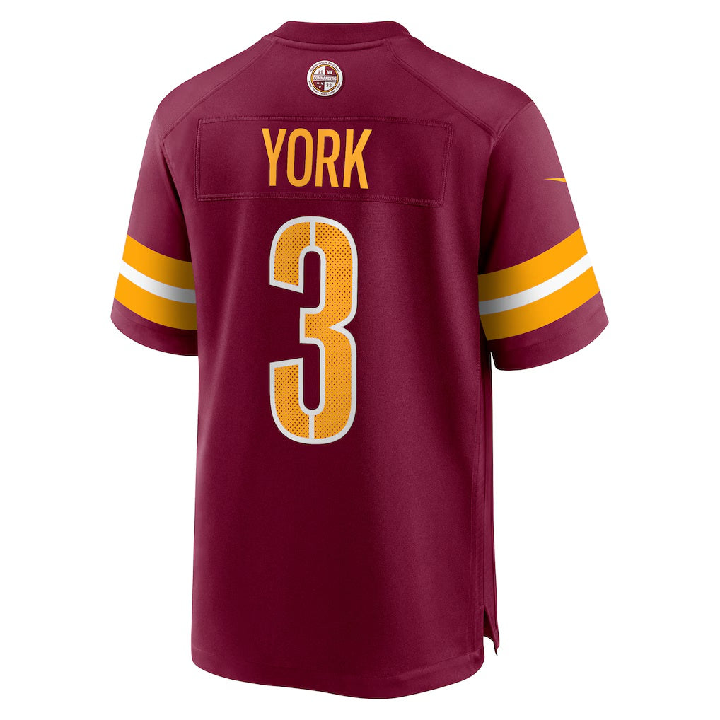 W.Commanders #3 Cade York Burgundy HeidiMiller Game Jersey